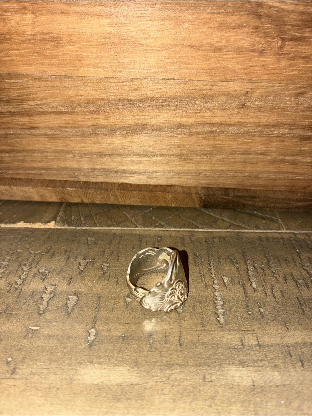 Ornate Silver-Tone Spoon Ring